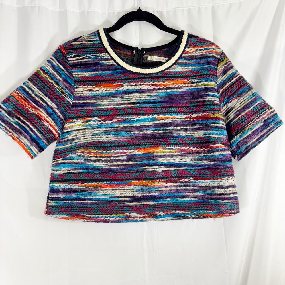 Chelsea & Violet Multicolor Yarn Cropped Top Women’s Medium Back Zipper - Picture 2 of 6